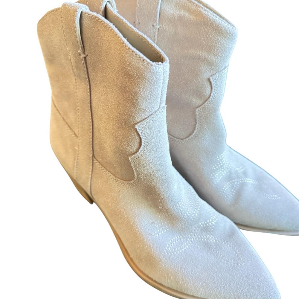 Dolce Vita Stylish Cream Suede Western Bootie